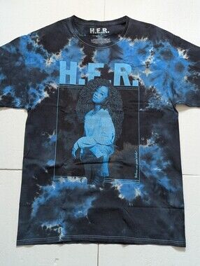 H.E.R. When we goin' slide? Short Sleeve Shirt Mens Large. Blue Tye die. Used